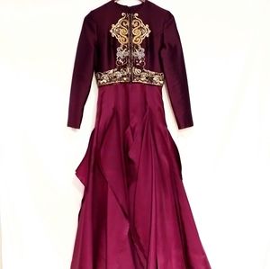 SOB Wedding Dress Ball Gown Pessi Miller Design Size 4 Sangria Purple Color Gold
